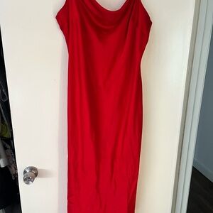 Express Red Cowl Neck Sleeveless Midi Gown